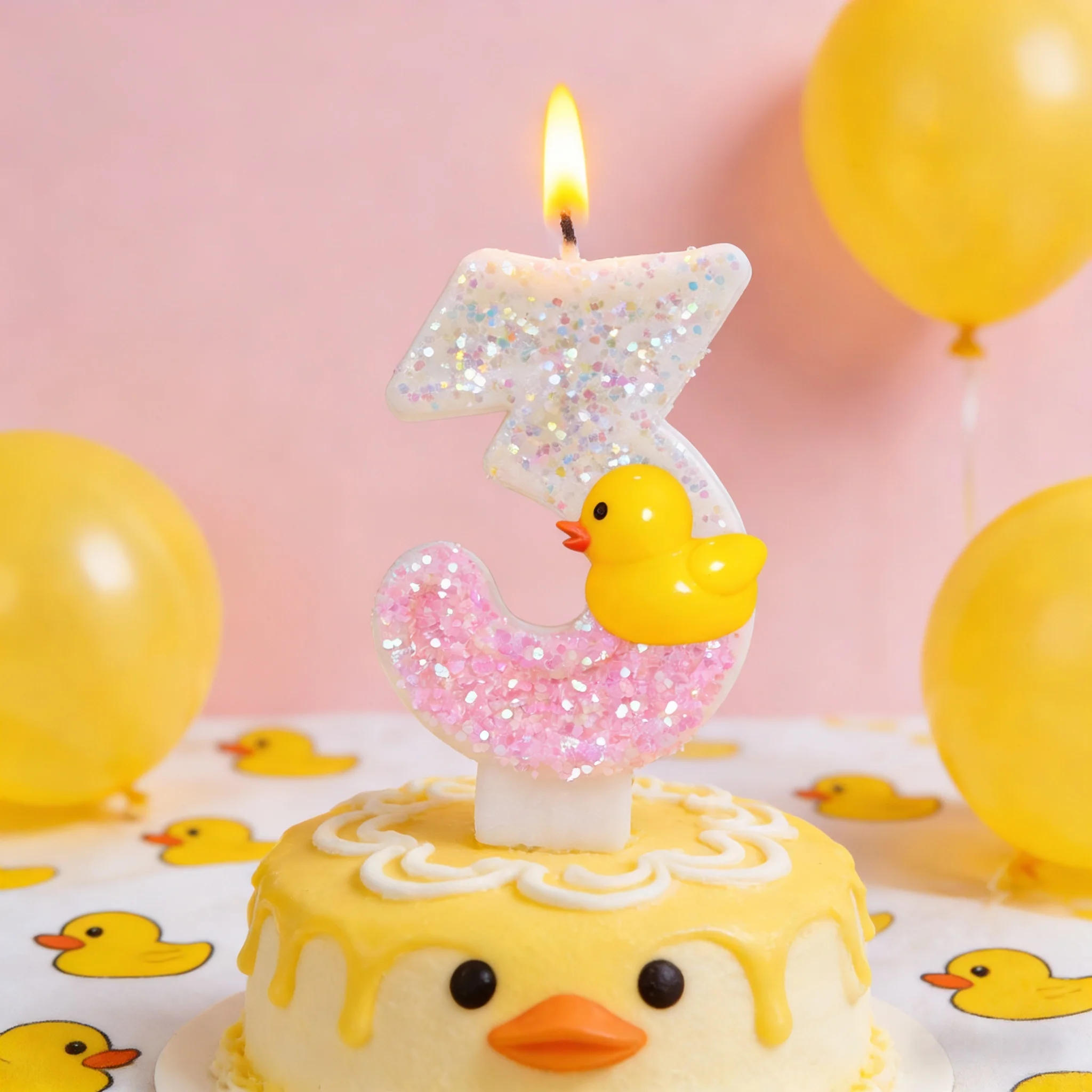 Cartoon Gelbe Enten-Geburtstagskerze Kreative Kuchenkerze für Geburtstagsdekorationen