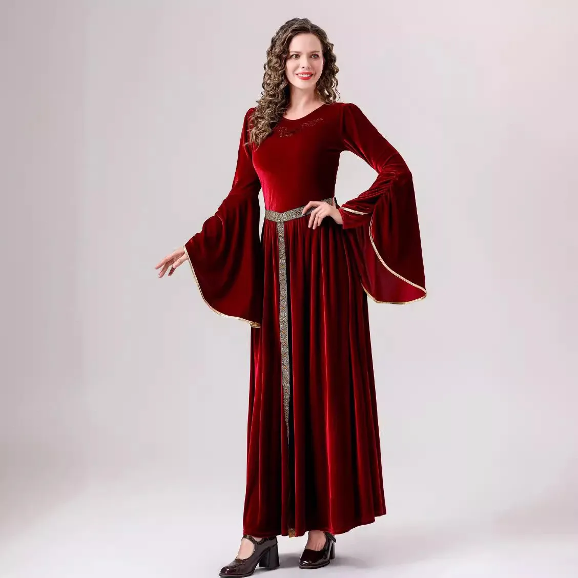 Mittelalterliche lange Dr. Renaissance Sle Damenbekleidung Bell Sve Halloween-Kostüm Traditionelle chinesische ethnische Bühnenaufführung...