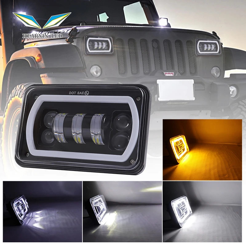 

Car 30W 4x6 Inch LED Headlight Rectangular Projector 12000Lm 6000K LED Truck Headlamp Car Light Accessories for Jeep Wrangler