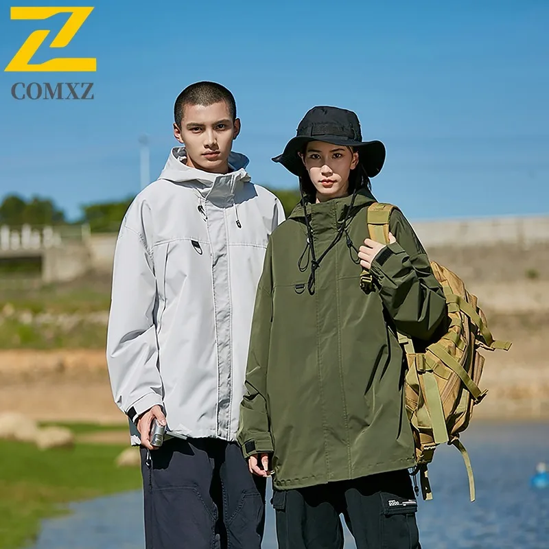 

COMXZ Mountain Style American Tech Hardshell Men Tibet Sichuan Travel Outdoor Climbing Jacket Unisex lightweight windbreaker