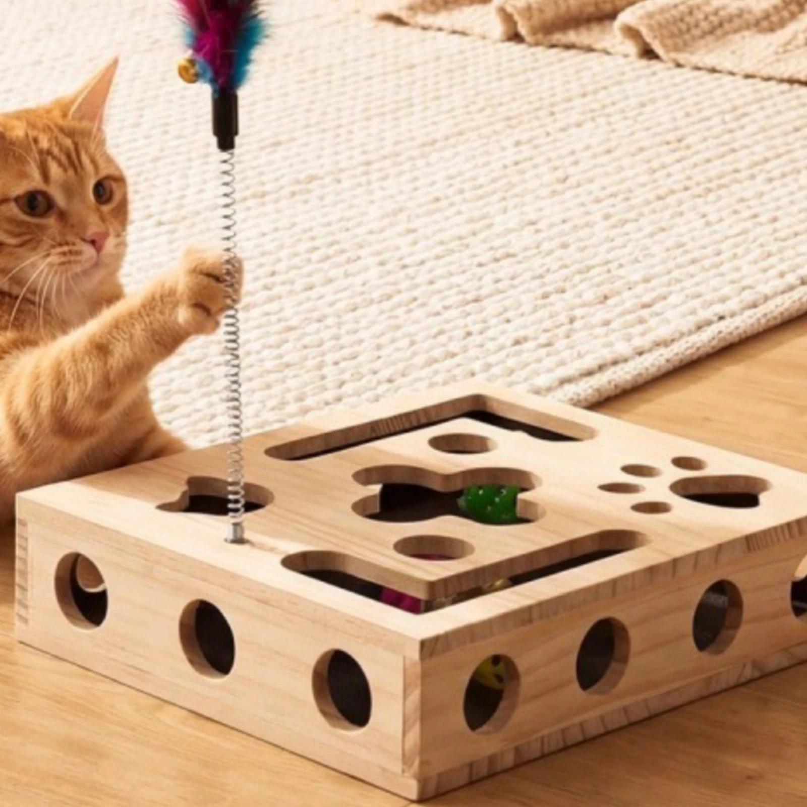 Feline Scratch Brain-Teaser Box Interactive Feline Nail File Box Indoor Use for Cats