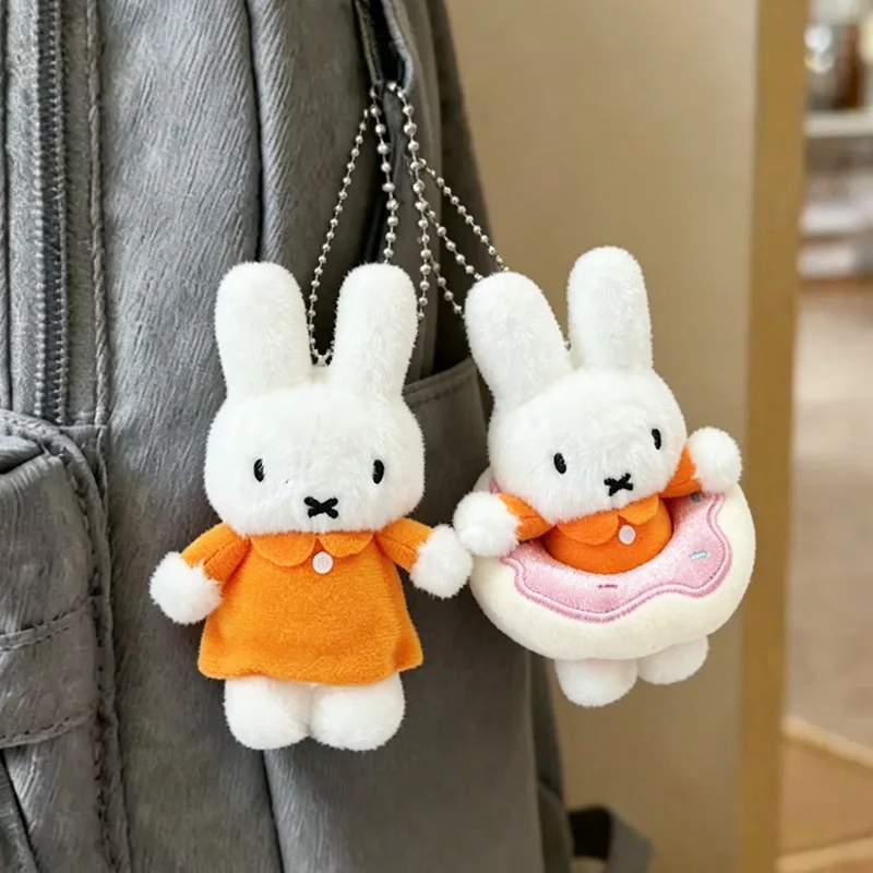 Miffy Plush Keychain Japanese Style Floral Print Cape Rabbit Stuffed Doll Car Backpack Accessories Cartoon Anime Peripheral Gift