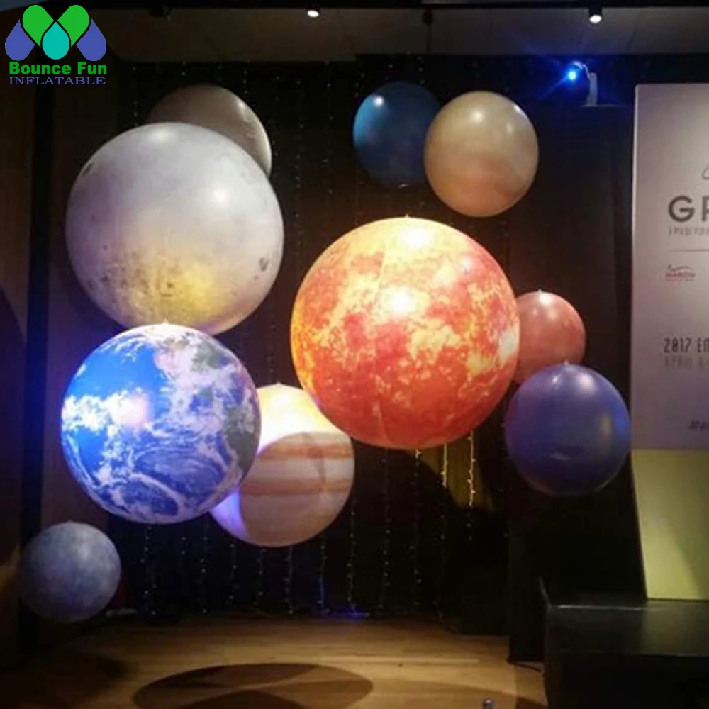 

Airtight Giant Inflatable Moon Earth Balls LED Planet Balloons 9 Solar System Sun Jupiter Saturn Mars Venus For Party Decoration