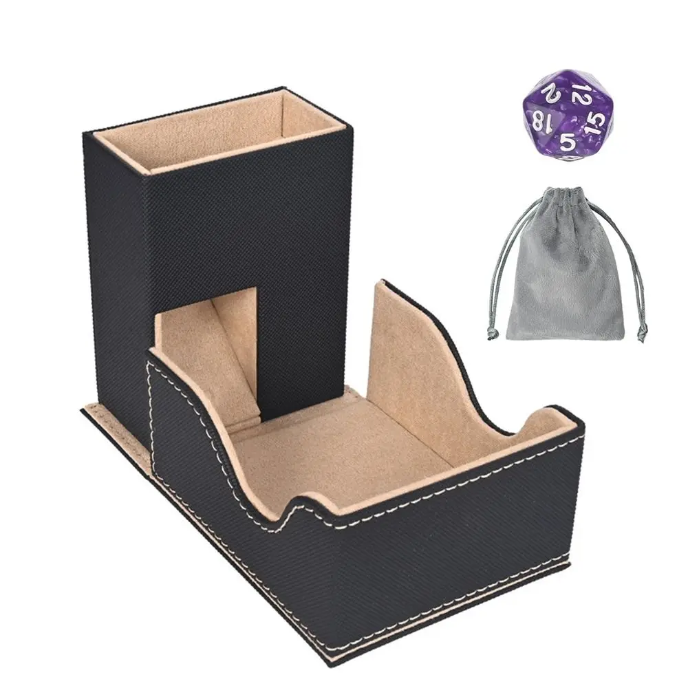 Portable Foldable Dice Roller Tower PU Leather with Bag Dice Tray Special Design Convenient Dices Box for RPG Table Top Gaming