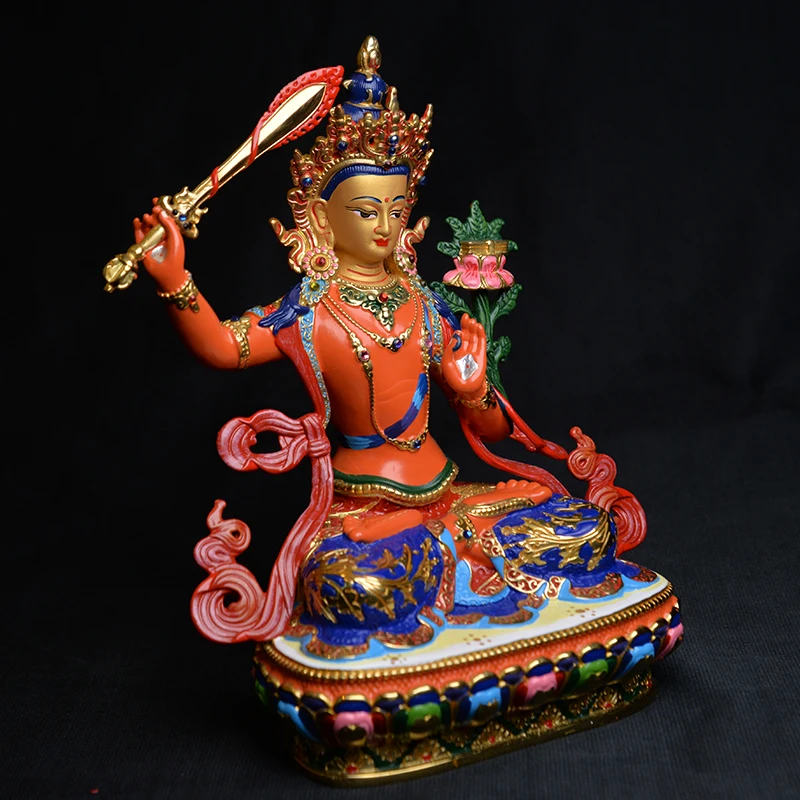 Manjushri Manjushri Bodhisattva Buddha Statue Bodhisattva Tibetan Home Tantra Devotion Buddha Ornament Pure Copper Painted Full