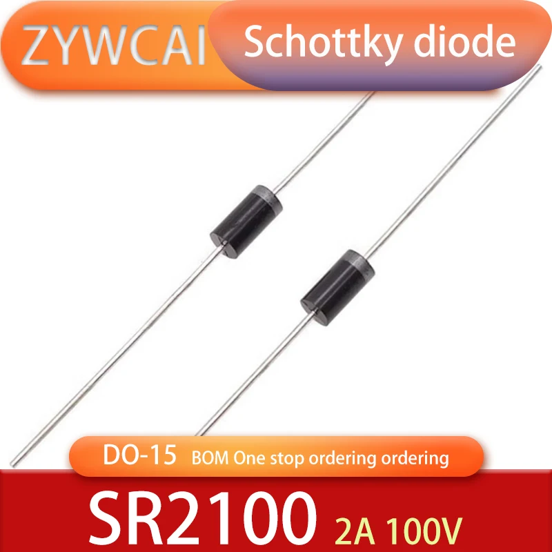 

SR2100 DO-15 20PCS Schottky Barrier Rectifiers BOM One stop ordering ordering 2A 100V Schottky diode