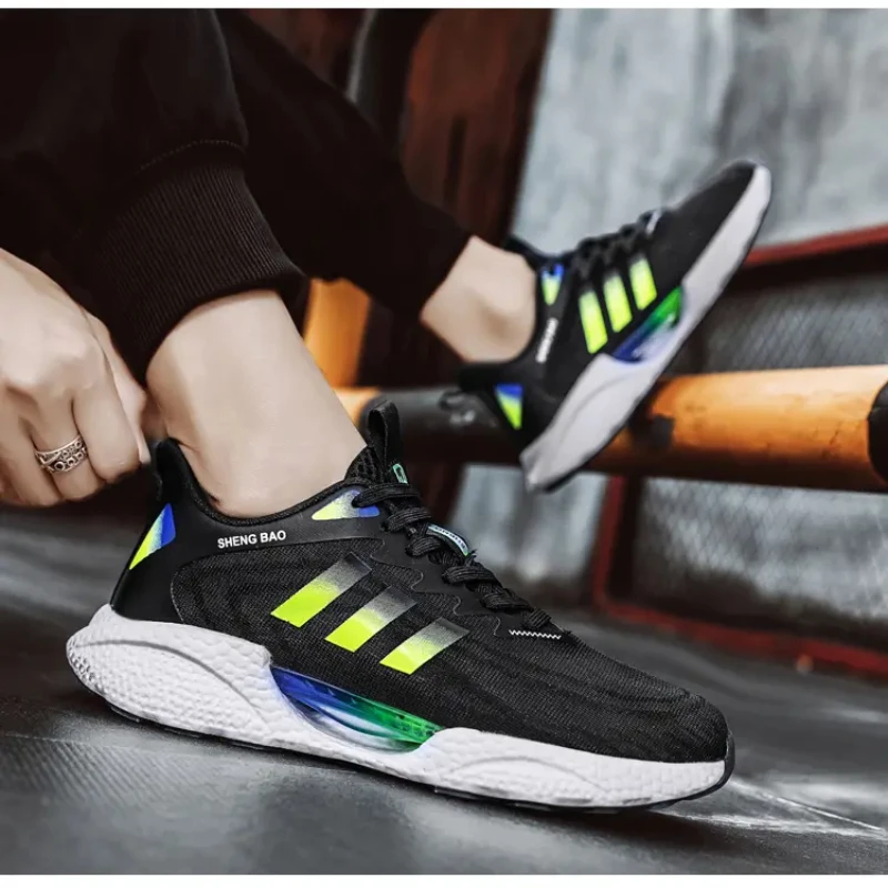 Mesh High Quality New Comfortable Thick Sole Increase Couple Large Size Springback Cushioning Cushioning Running Shoes