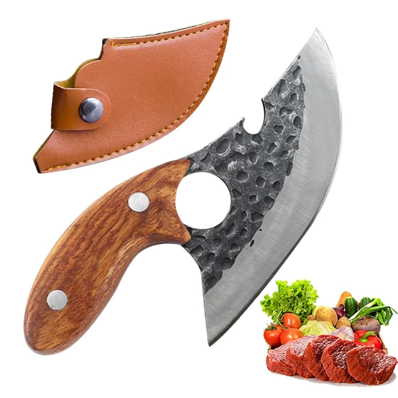 Coltello da cucina coltello forgiato a mano coltelli per la rimozione dell\'osso mannaia per carne coltello per frutta e verdura con guaina accessori