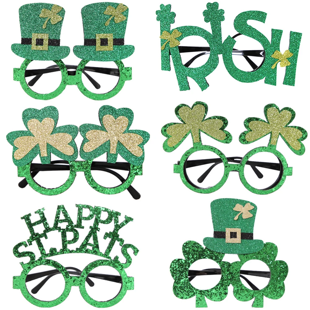 Irish Festival Glasses for Women and Men Kids Saint Patrick'S Day Party Decoration Green Hat Clover Accessories Children