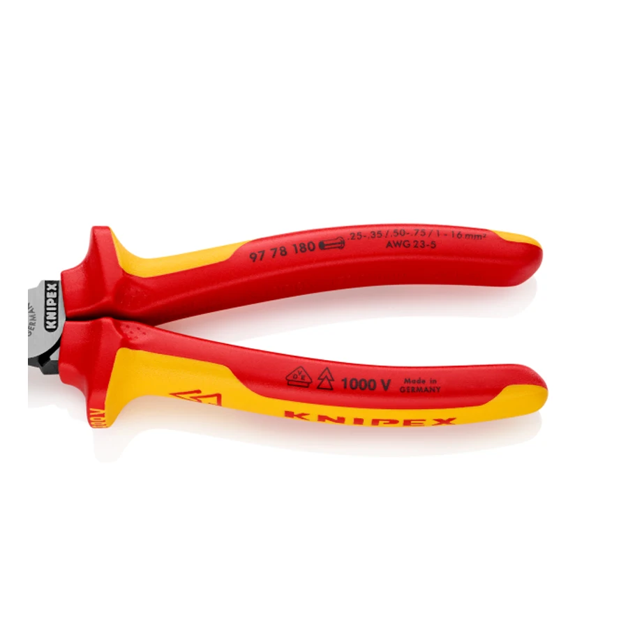 KNIPEX Insulated Crimping Pliers 1000V VDE for Crimping Wire Ferrules from 0.25 to 16 mm² Electrician Clamp Tool NO.9778180