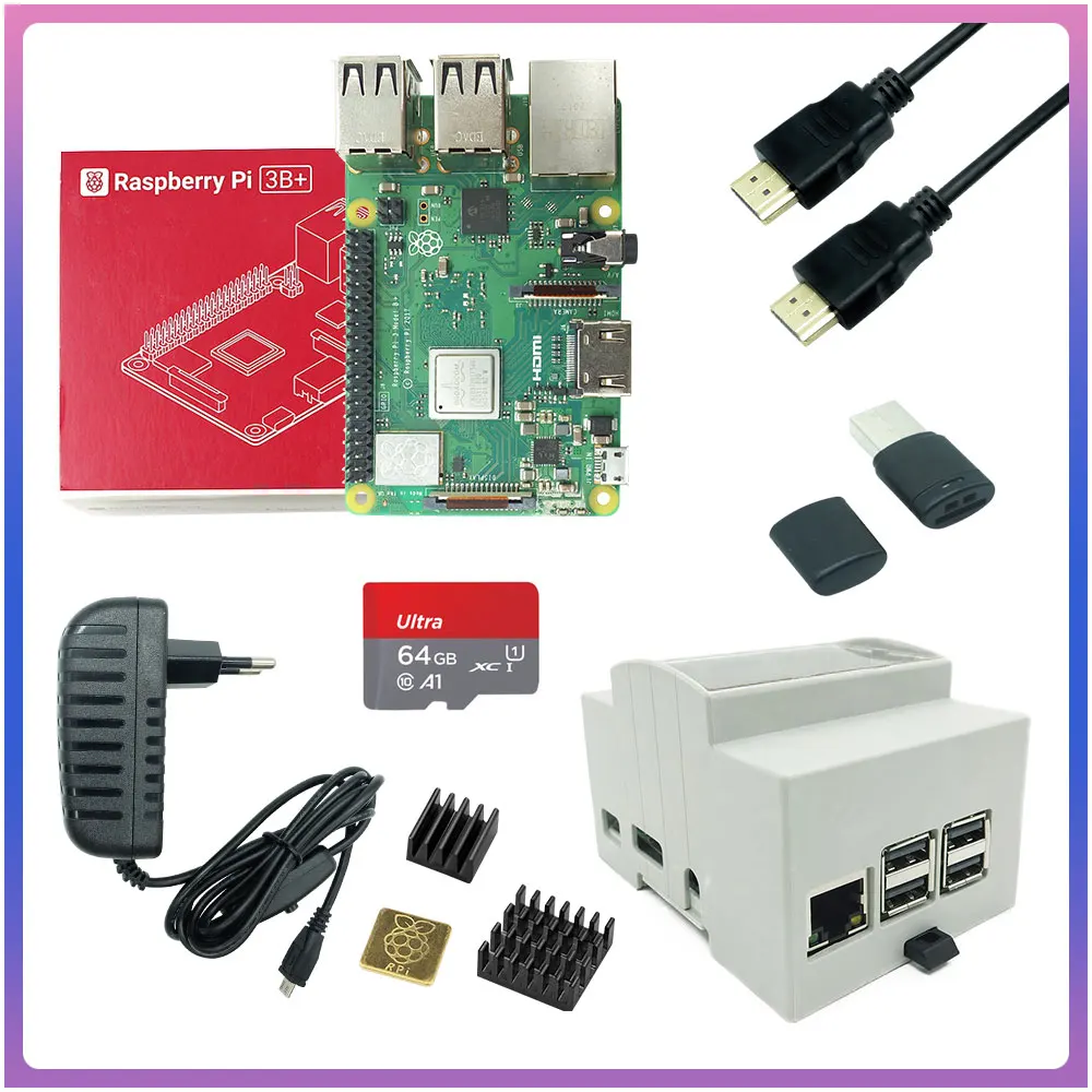 placa raspberry pi modelo b 3b plus estojo abs dissipador de calor fonte de alimentacao opcional wifi bt gigabit ethernet poe 01