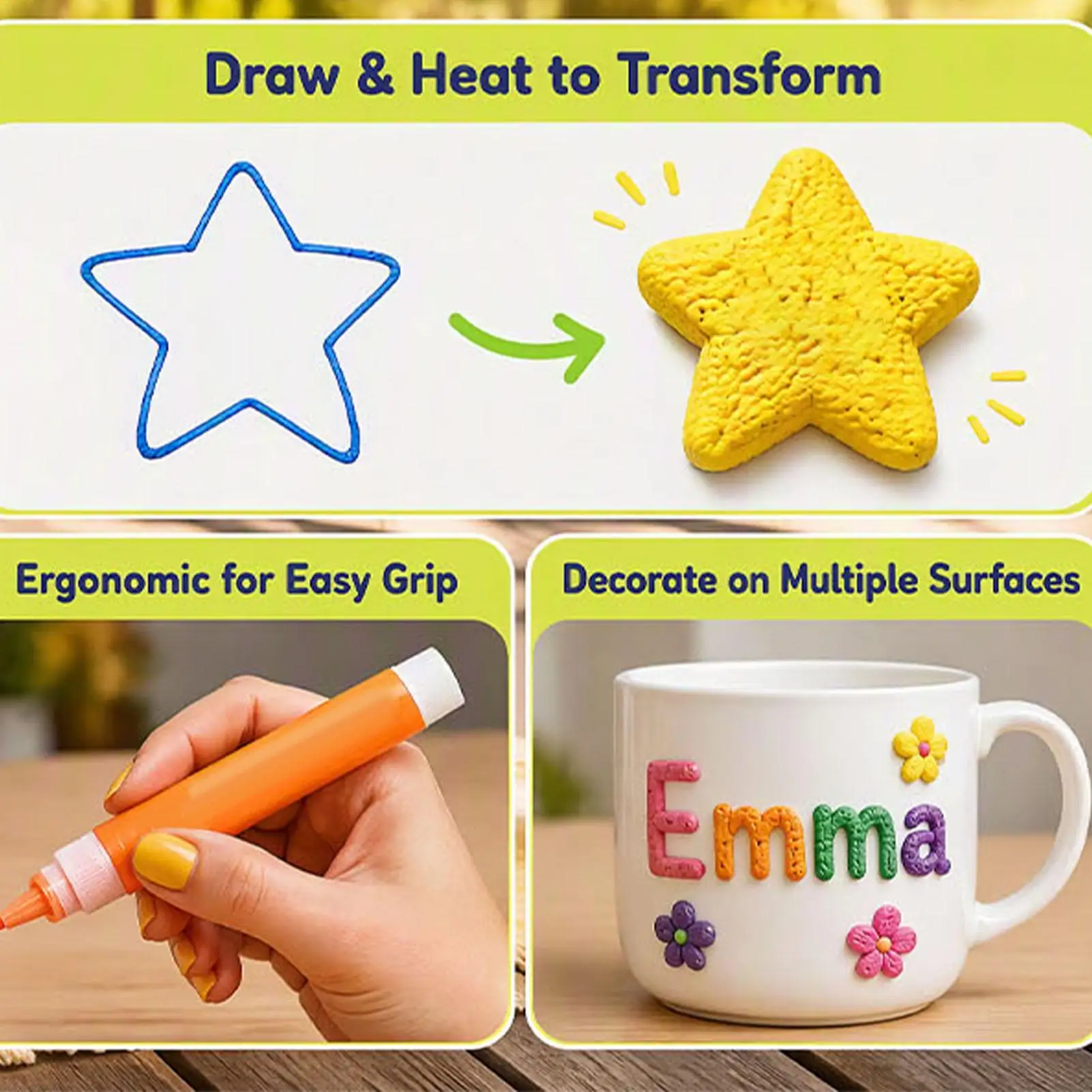 DIY Bubble Popcorn Drawing Pens 3D Magic Puffy Effect Drawing Pens Safe Pen Greeting Birthday Cards Handmade Kids Gifts view 3
