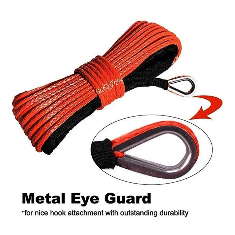 Synthetic Winch Rope 1/4 X 50Ft Synthetic Winch Rope Line Cable For ATV UTV SUV Truck Boat Winch