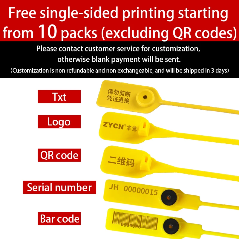 100Pcs Plastic Tamper Seals Signage Security Tag Garment Brand Shoes Numbered Camp Zip Tie Labels Anti Counterfeit Blank Customi