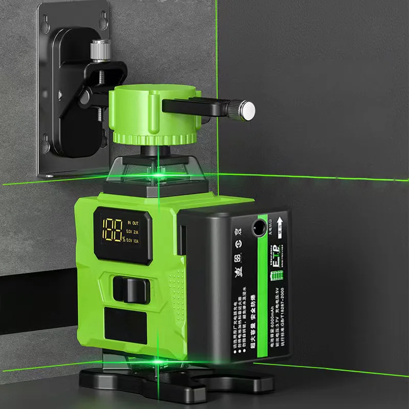 8/12/16 Line 4D Laser Level 360° Self-leveling Horizontal And Vertical Super Powerful Green Light Professional Laser Level Tools