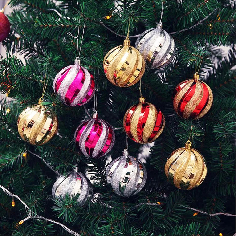 

12Pcs Christmas Glitter Balls Hanging Ornament Set for Tree Holiday Home Party Office Hotel Bar Decoration Golden