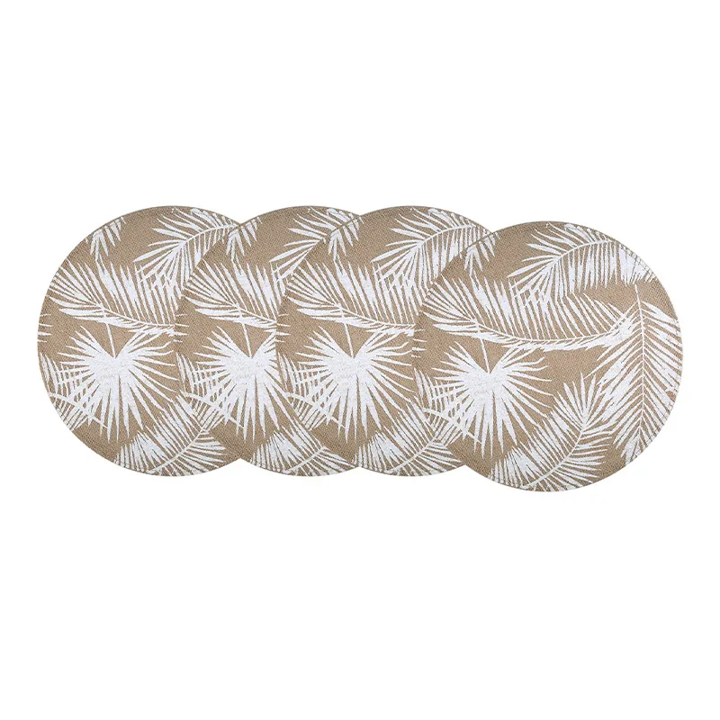 1/4pcs New Design Jute Natural Color Round Jute Placemats Heat Insulation