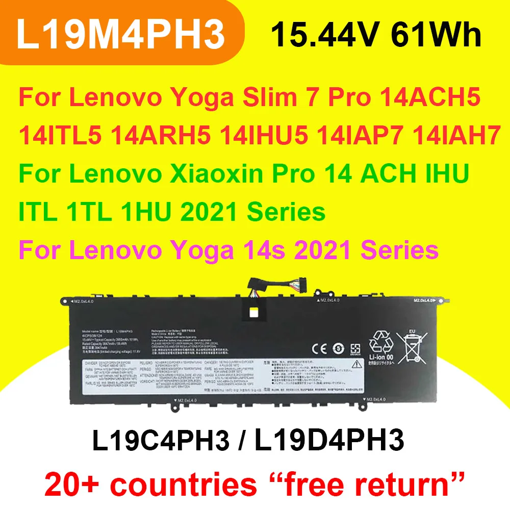 DODOMORN L19M4PH3 For Lenovo Xiaoxin Pro 14 ACH IHU ITL 2021,Yoga Slim 7 Pro 14ACH5 14ARH5 Laptop Battery L19C4PH3 L19D4PH3 OEM
