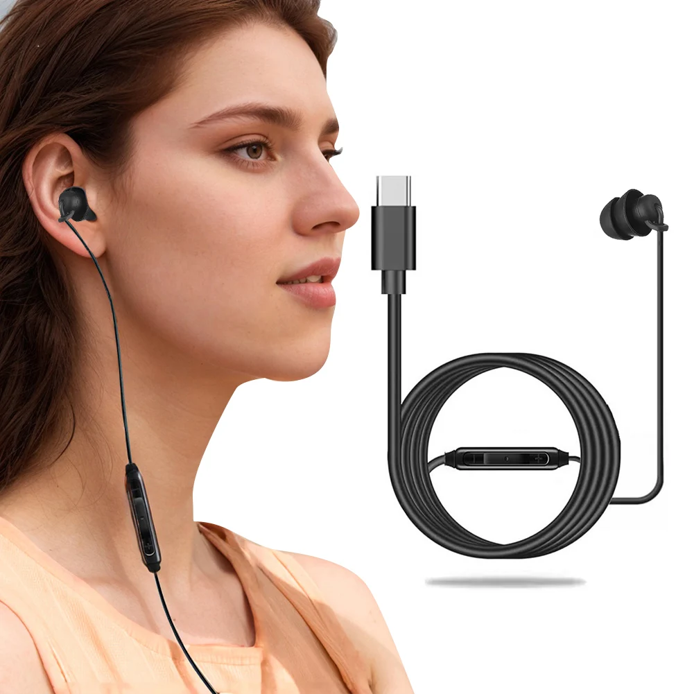 3.5mm/Type-c Wired Earbuds In Ear Headphone Wired Earphones Soft Silicone One Side Earplugs Wired Headset for Smart Phones MP3