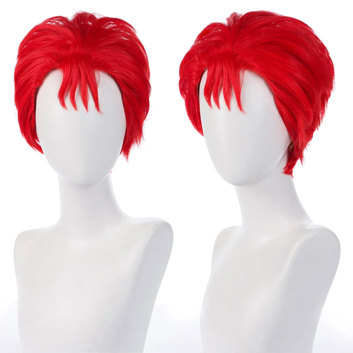 

Short Red Synthetic Wig Anime Cosplay Costume Party Hair Halloween Heat Resistant Fiber Wigs for Men Women
