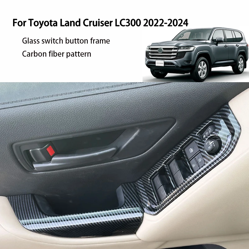 

Для Toyota Land Cruiser 300 LC300 2022-2024 переключатель подъема окна рамка дверная внутренняя ручка крышка декоративные наклейки из углеродного волокна