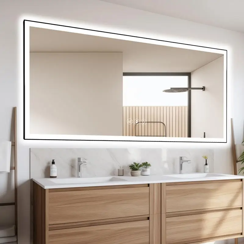 

88x38 Inch Frameless LED Smart Mirror for Bathroom Use