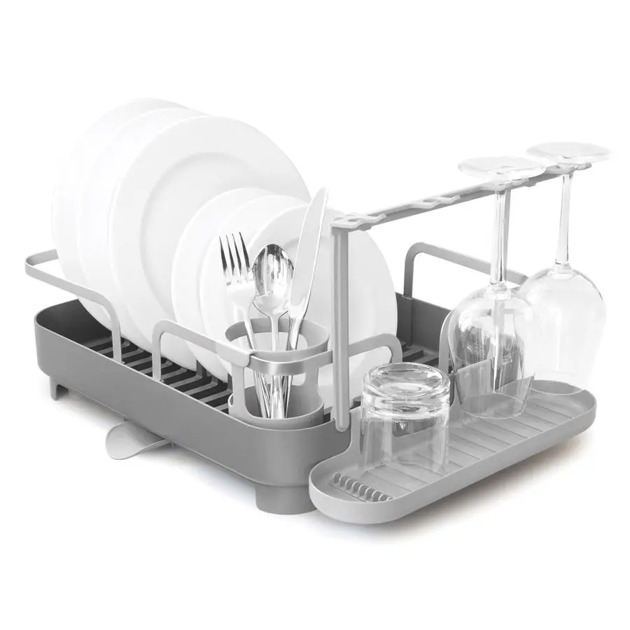 

Holster Dish Rack Molded Plastic Dish Drying Rack with Drainage Spout, Charcoal