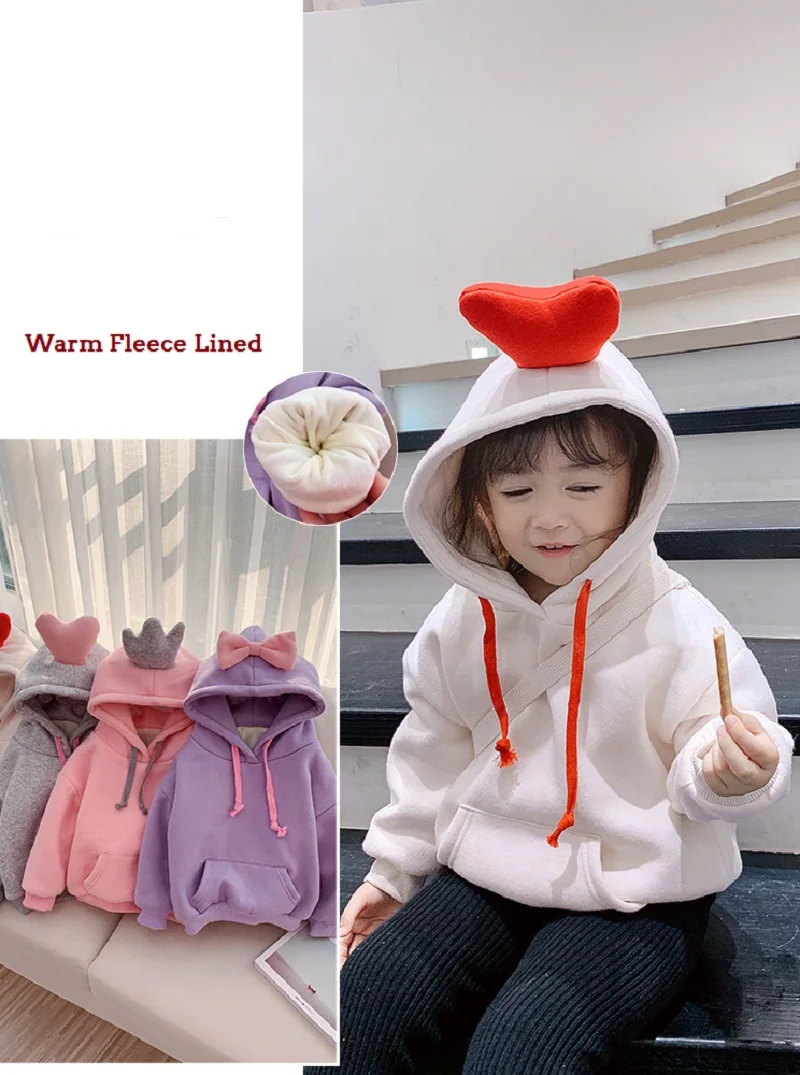 

Winter Girls Cotton Cartoon Shower Warm Fleece Lined Hoodie Kids Sweatjacket Child Jumper Outfit Baby Tracksuit Tops 2-8 Years