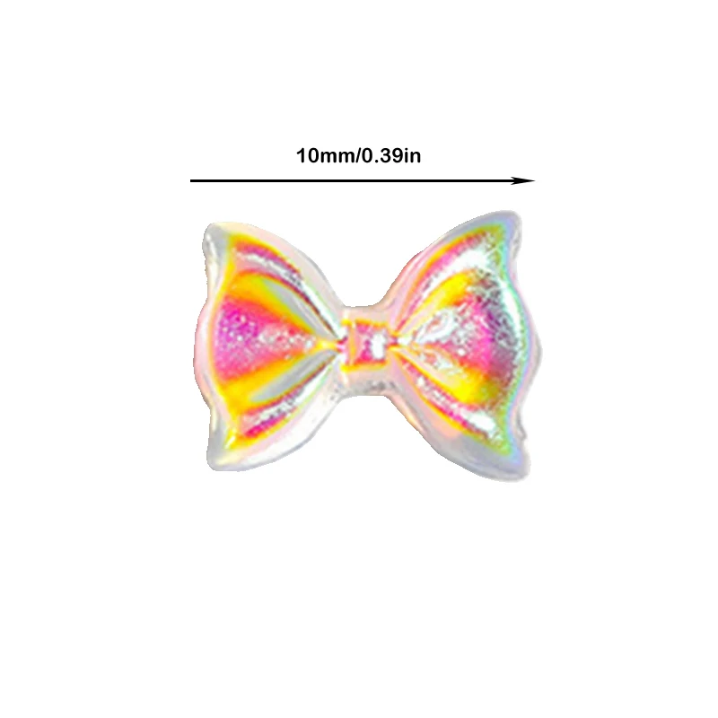 20PCS Auroras Bowknot 3D Nail Art Decoration Resin Nail Charms Jelly Color Glitter Nail Ribbon Bows Butterfly DIY Manicure Salon