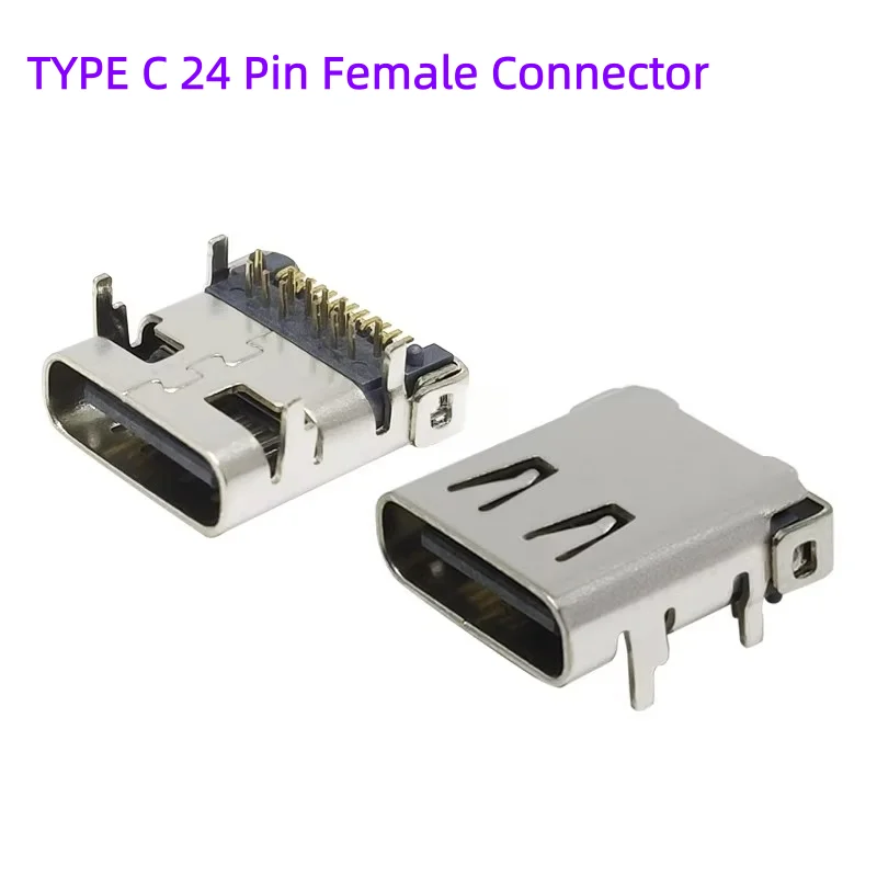 10PCS USB 3.1 Type-C 24 Pin Socket Female Socket Connector 24P Front Plug and Rear Paste High-definition Transmission interface