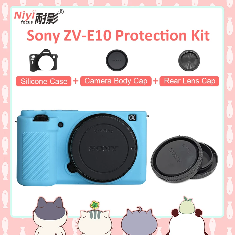 Soft Silicone Case Cover Camera Bag for Sony ZVE10 Camera Accessories With Camera Body Cap Lens Rear Cap Protect kit Sony ZV-E10