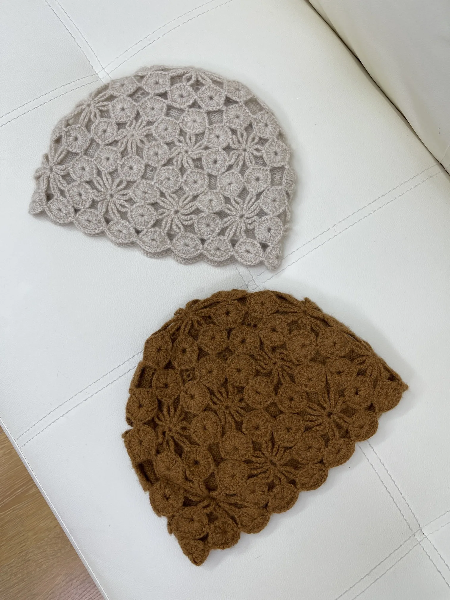 Autumn And Winter High Quality Handmade Crochet Cashmere Hat For Women Two Colors One Size