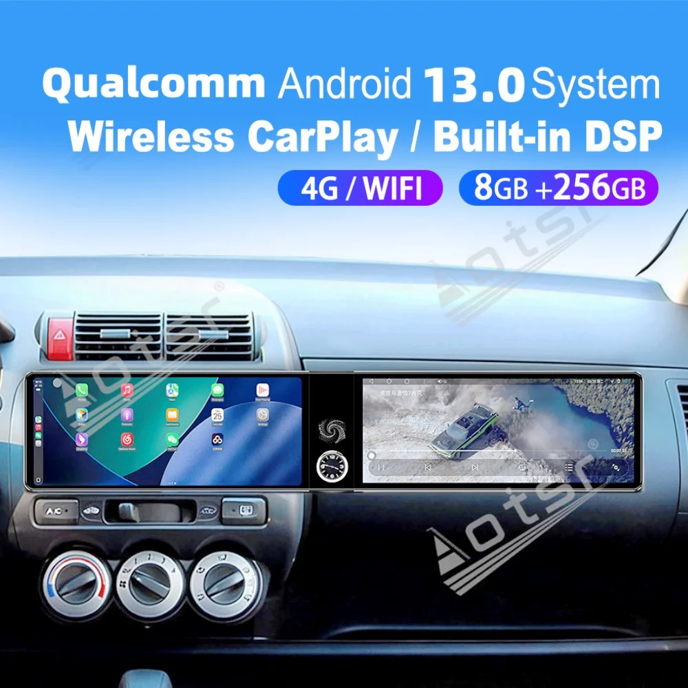

Двойной 12,3-дюймовый экран Qualcomm Carplay Android, автомобильная мультимедийная система для Honda Fit Everus City 2002~2007, GPS-автомагнитола