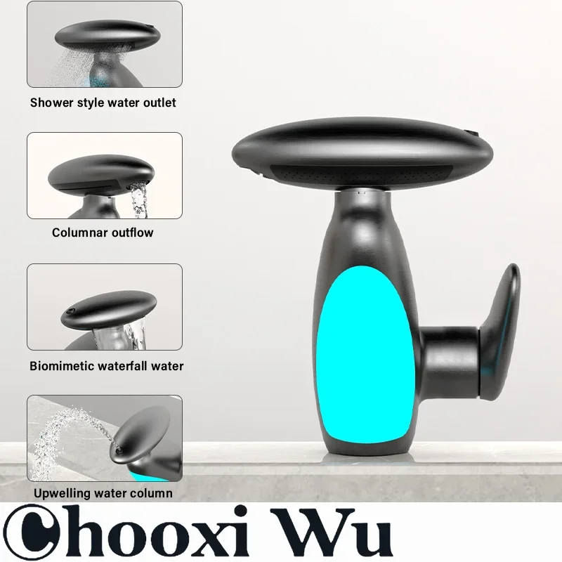 

CHOOXIWU - Big LED Basin Faucet 4 Ways Water Outlet Cold and Hot Heavy Tap Water Flow Generates Electricity