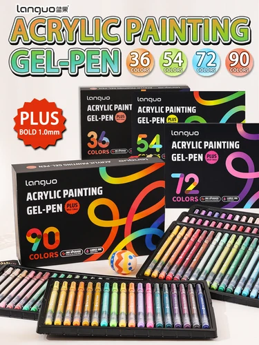 Languo-Juego de bolígrafos de Gel para pintura acrílica, 90/72/54/36 colores, manual multicolor para estudiantes, rotuladores de dibujo, papelería P650