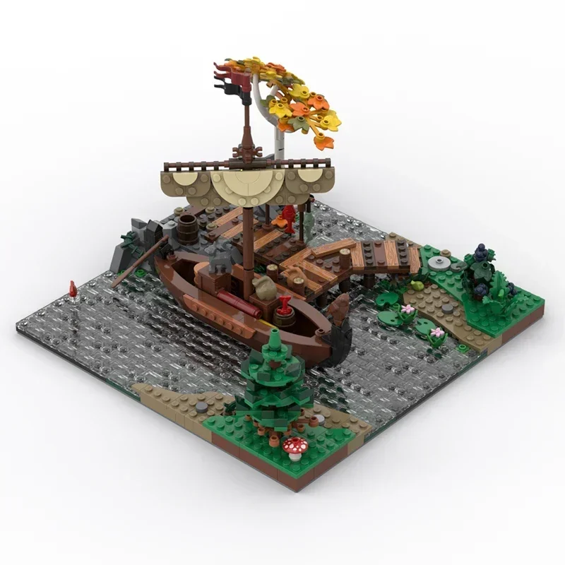 Medieval vista de rua modelo moc tijolos de construção corvo reino fronteira cidade tecnologia modular blocos presente brinquedo diy conjuntos montagem