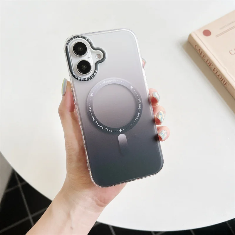 

Матовый градиентный магнитный противоударный чехол для iPhone 16 Pro Max, классический модный простой стиль для девушек