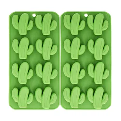 8-Cavity Cactus Ice Cube Tray Cacti Silicone Mold for Chocolate Candy Cookie Fondant Jello Baking Cupcake Topper Decoration