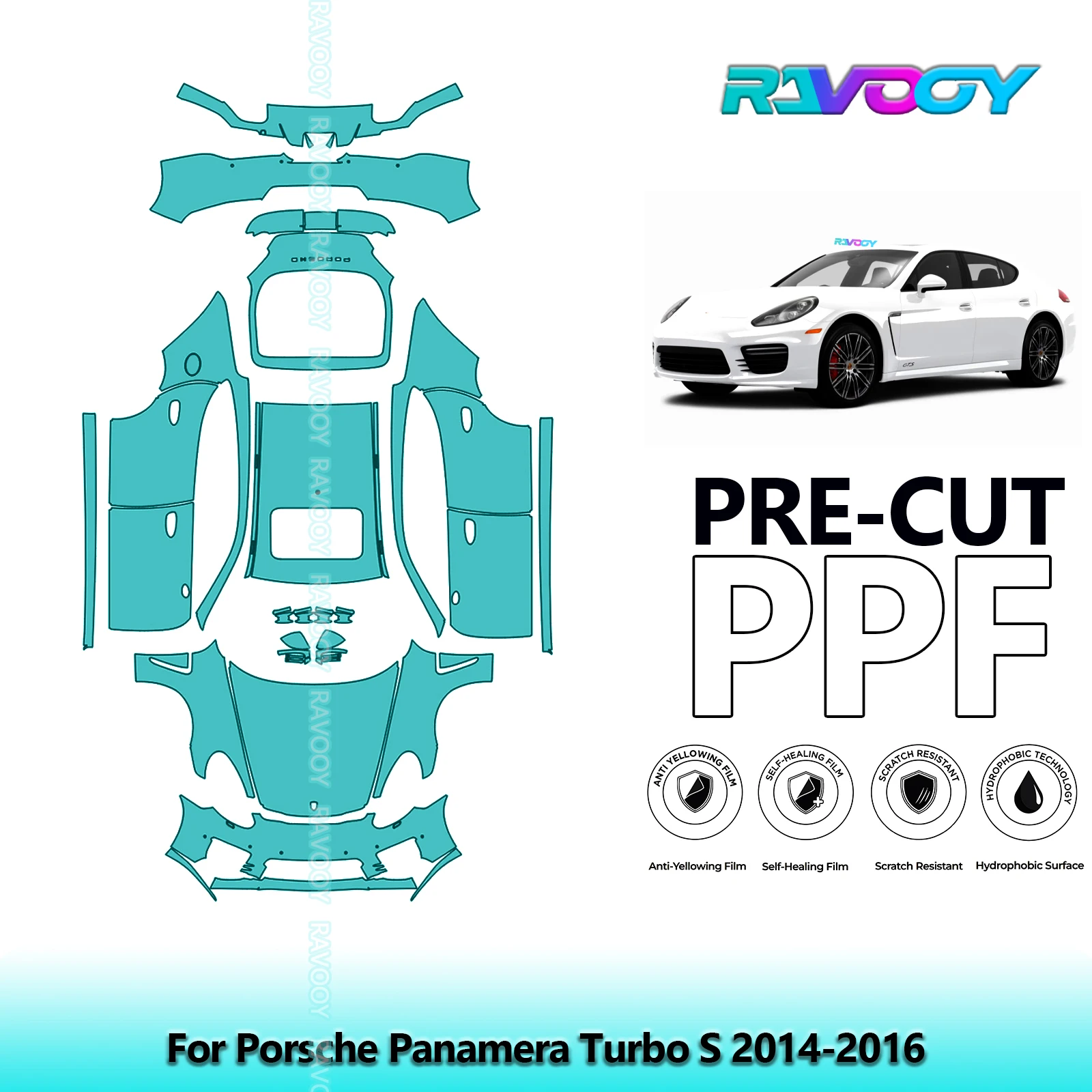 

8.5Mil Precut PPF Paint Protection Film Full Vehicle Clear Bra For Porsche Panamera Turbo S 2014-2016