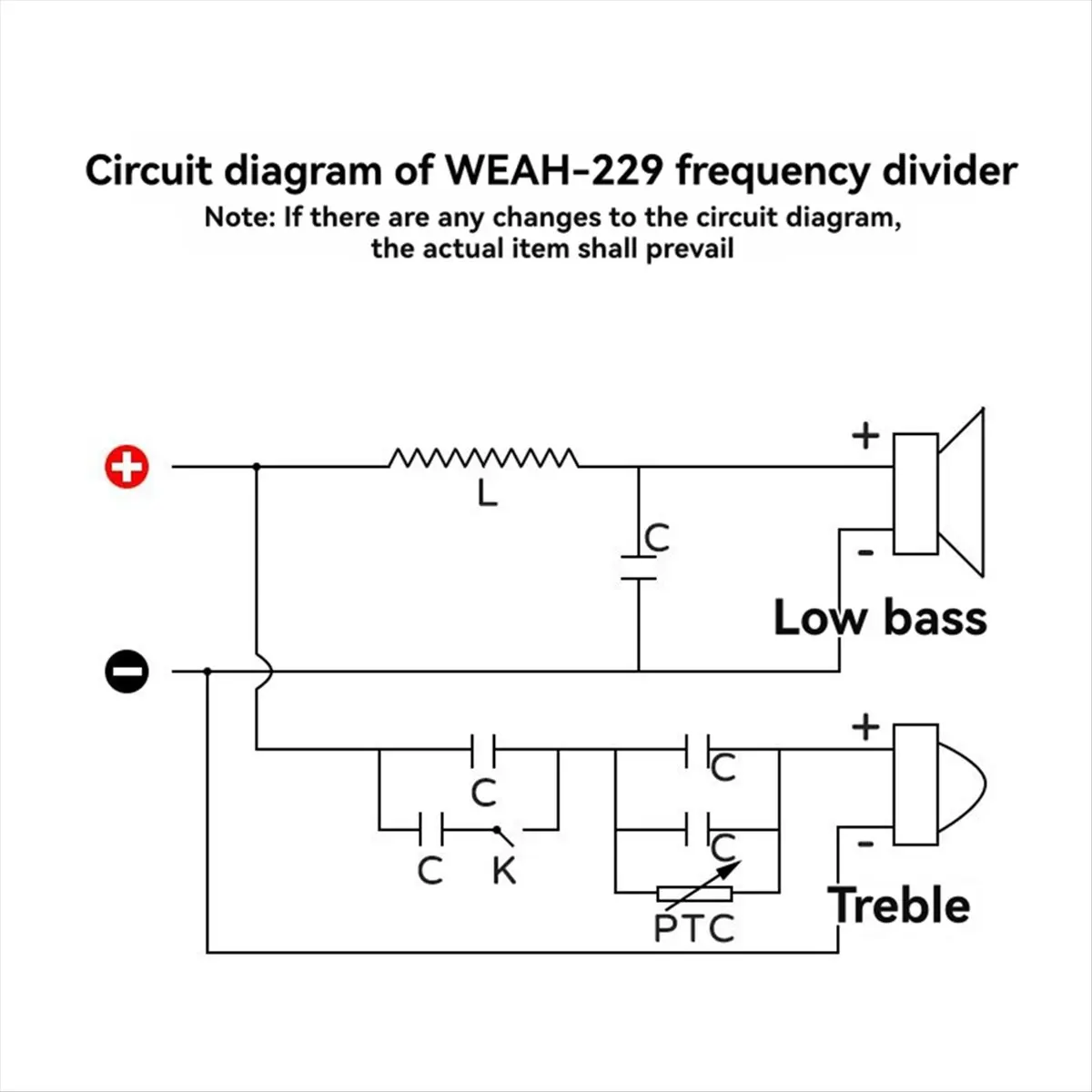 2 Way Audio Speaker 100W Crossover Treble Module Audio Speaker Frequency Divider Adjust Bookshelf Speaker Filter