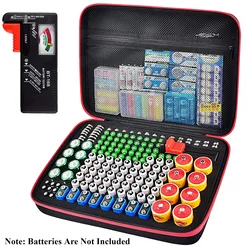 Battery Organizer Storage Holder Case Box with Tester Checker BT-168. Holds 225 Batteries AA AAA C D Cell 9V 3V Lithium