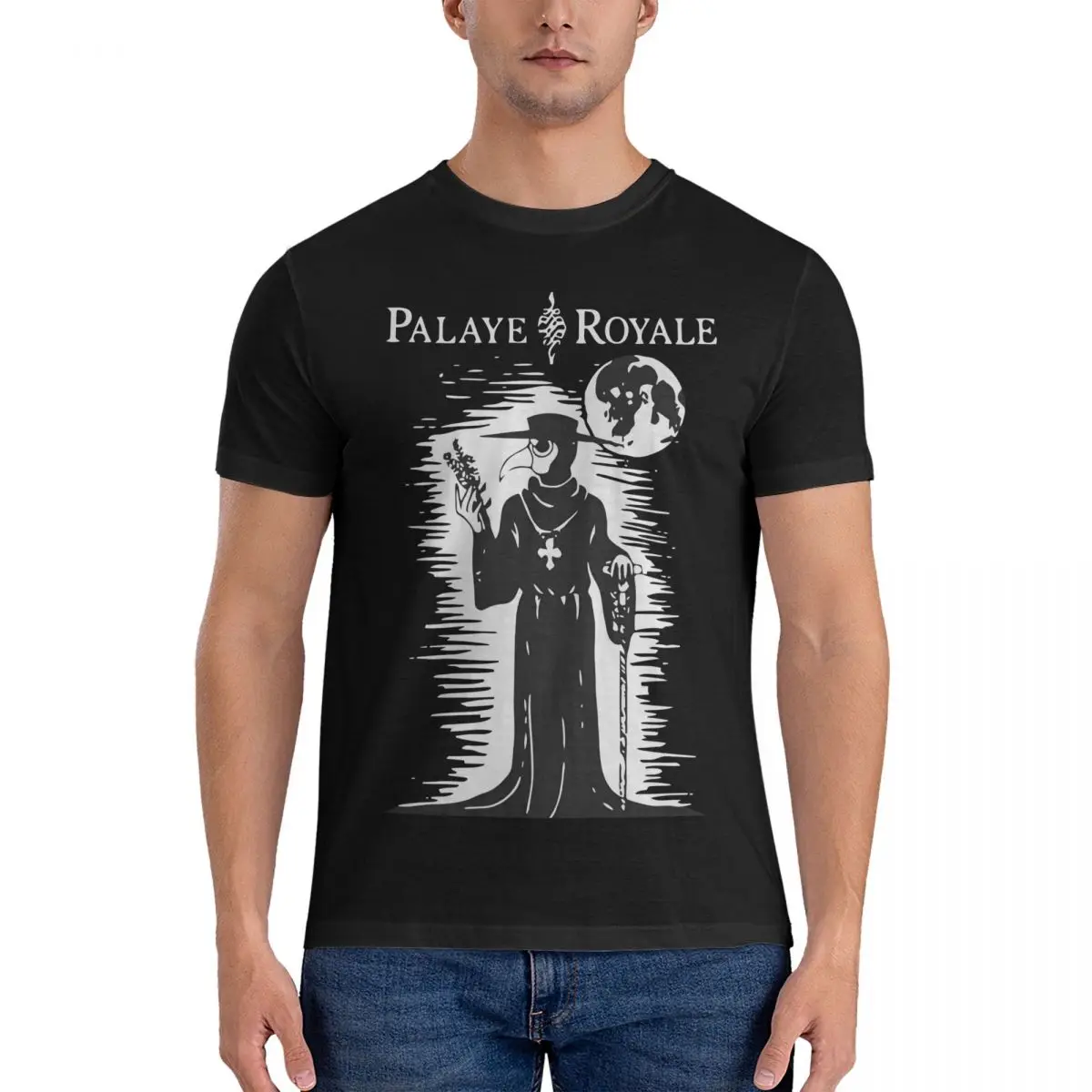 Camiseta Palaye Royale para hombre, Camisa de algodón puro Vintage, cuello redondo, manga corta, Tops clásicos