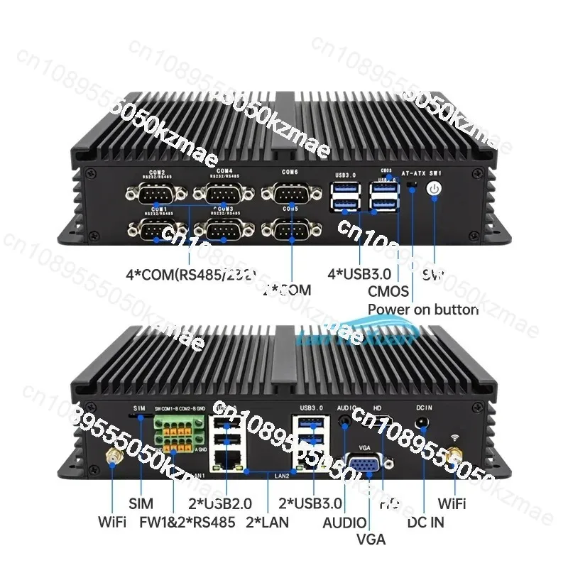 كمبيوتر صناعي صغير الحجم |   i5 10310U/i5 8260U، منفذ تسلسلي مزدوج LAN 6 * هيكل مدمج (Win10/11/Linux)