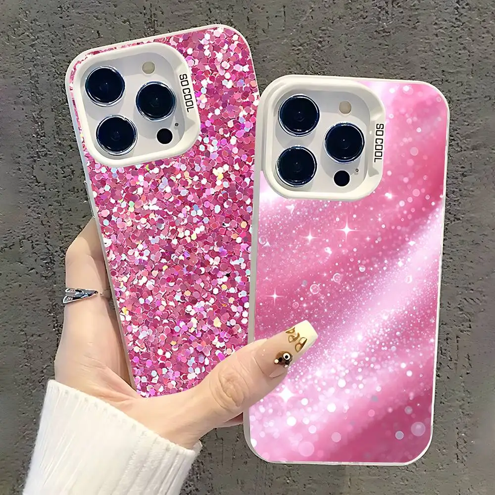 

Pink Glitter Girl Phone Case For iPhone 17,16,13,12,11,15,14,Pro,Max,Plus,SE4,Air,Mini White IMD Matte