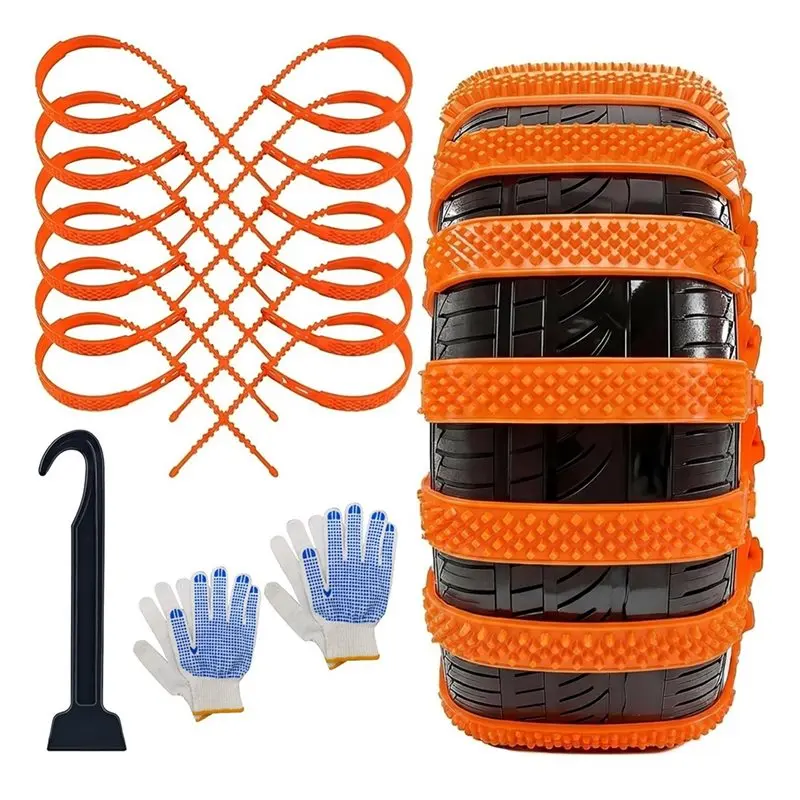 

ABLJ Аварийная ручка для автомобильных шин, 12 шт., сверхмощные противоскользящие цепи для зимних шин, зимние гусеницы включают 2 перчатка и 1 крючок