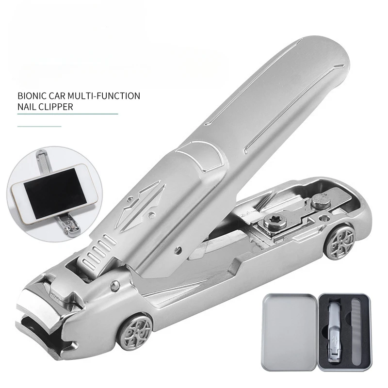 New Nail Clippers Sports Car Multi-functional Nail Clippers Mobile Phone Holder Stainless Steel Large Opening Nail Clippers