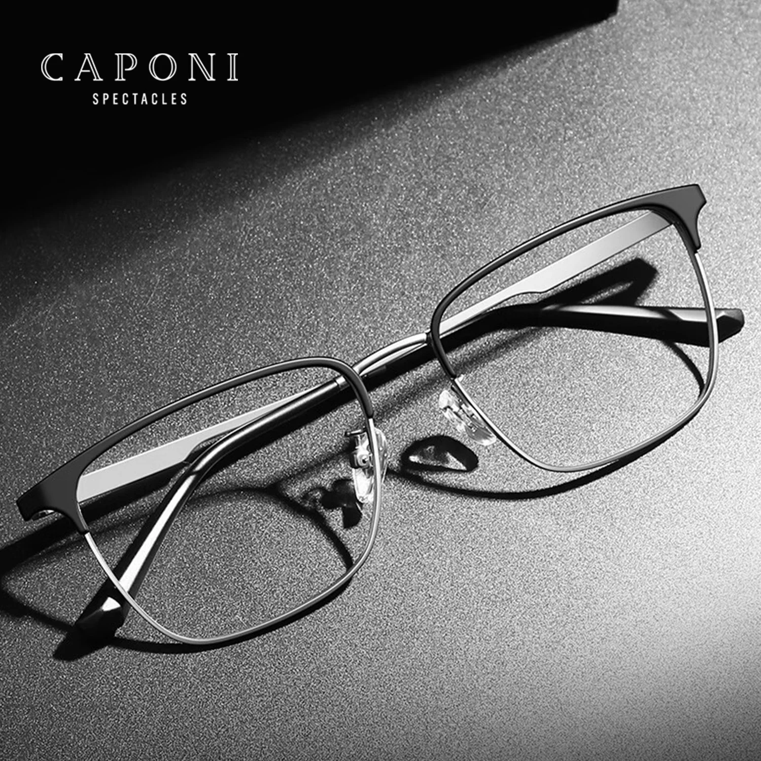 CAPONI Men’s Glasses Frame Ultra Light Vintage Titanium Frames Glasses Original Design Style Anti Blue Light Eye Frames J23606