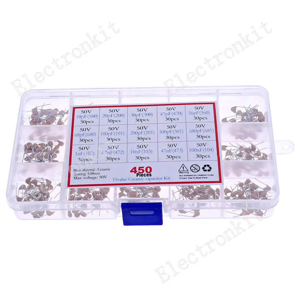 450 個 15 値 50v 多層モノリシックコンデンサ混合キット 10pF20pF30pF47pF56PF68PF100pF200pF300pF680pF1nF4.7nF10nF47nF100nF