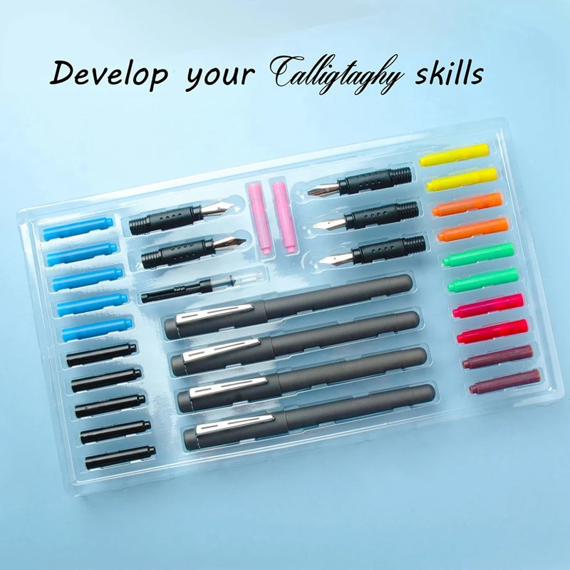 35Pcs/Set Calligraphy Pen Set With Pen Holder Pen Nibs Colorfull Ink Sac Rocker Blotter Comic Pen Supplies Statione