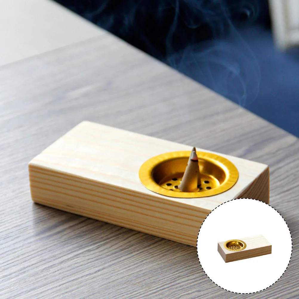 

Wooden Rectangular Incense Burner Aroma Stove Portable Home Decoration Creative Censer for Living Room Tea Room